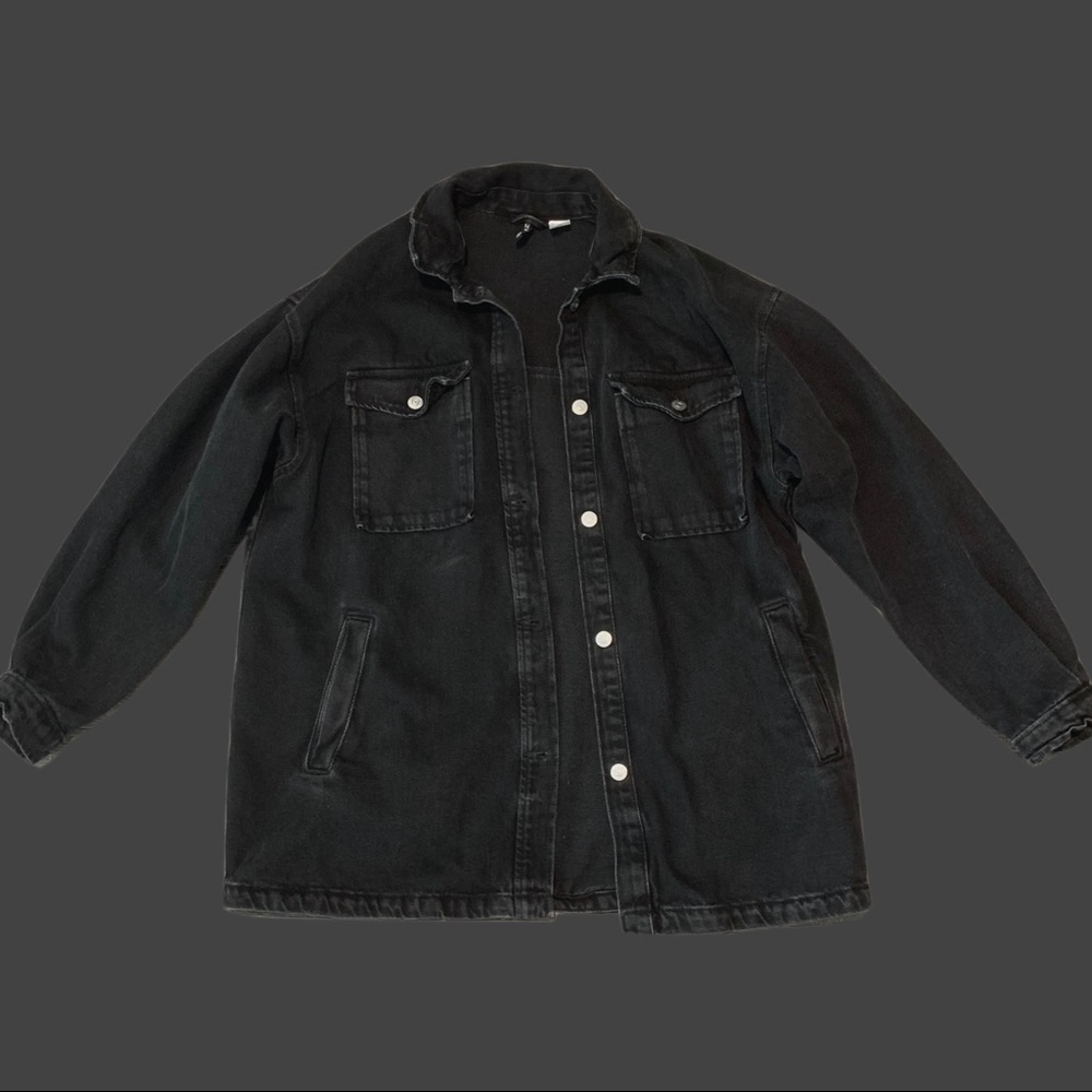 🐈‍⬛ oversized button up black denim jean jacket by divided